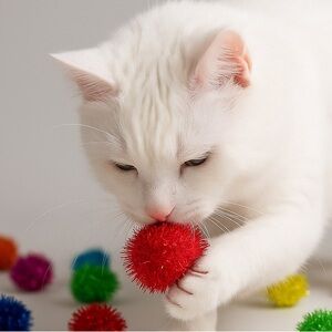 🐈 Cat Toys interactive balls rattle sparkly 10pc